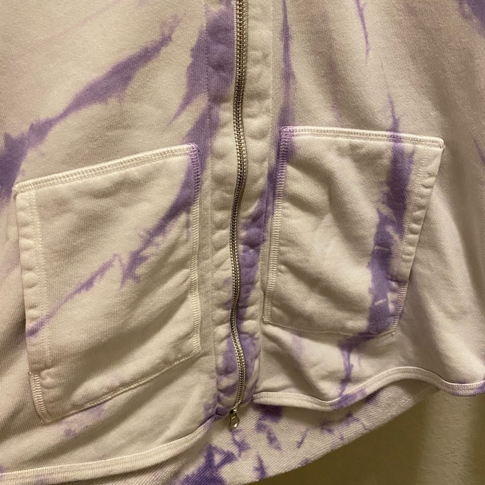 ATM Anthony Thomas Melillo Purple & White Tie Dye Zip Front Hoodie Size Small - Picture 4 of 10